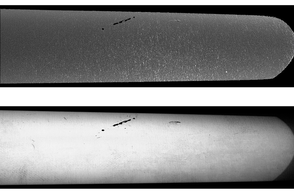 Defect detection in curvature and amplitude image